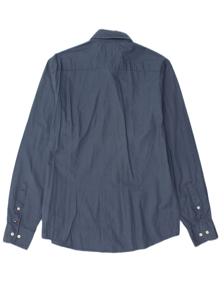 TOMMY HILFIGER Мужская рубашка приталенного кроя из хлопка среднего синего цвета в крапинку