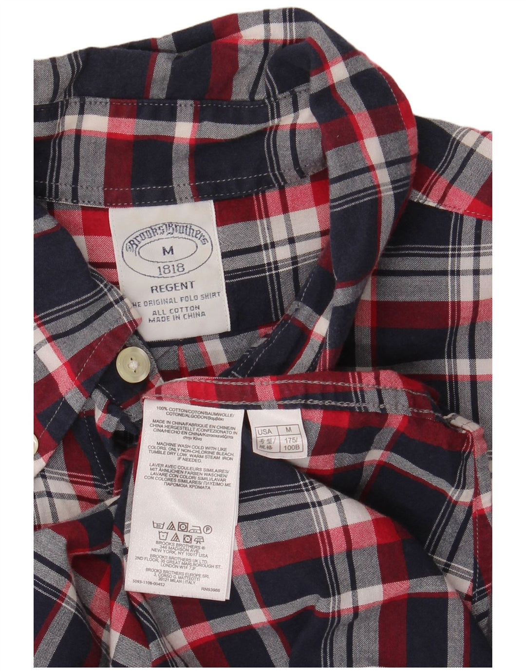 Мужская рубашка Regent с коротким рукавом Brooks Brothers среднего размера, темно-синяя клетка