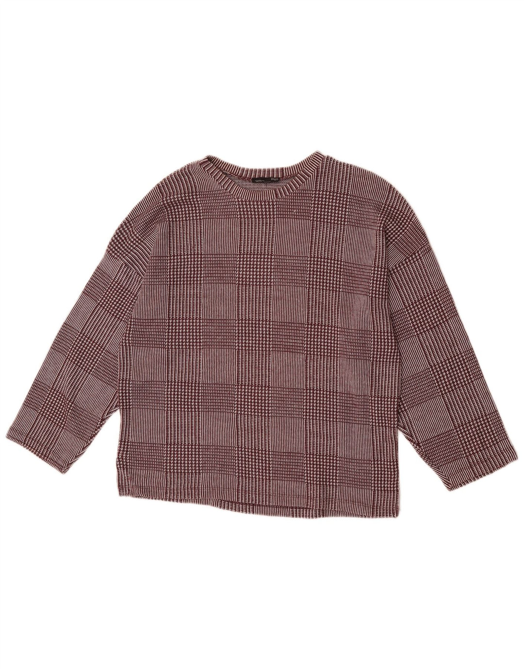 Женский топ Zara с рукавом 3/4 UK 14, средний бордовый цвет в клетку