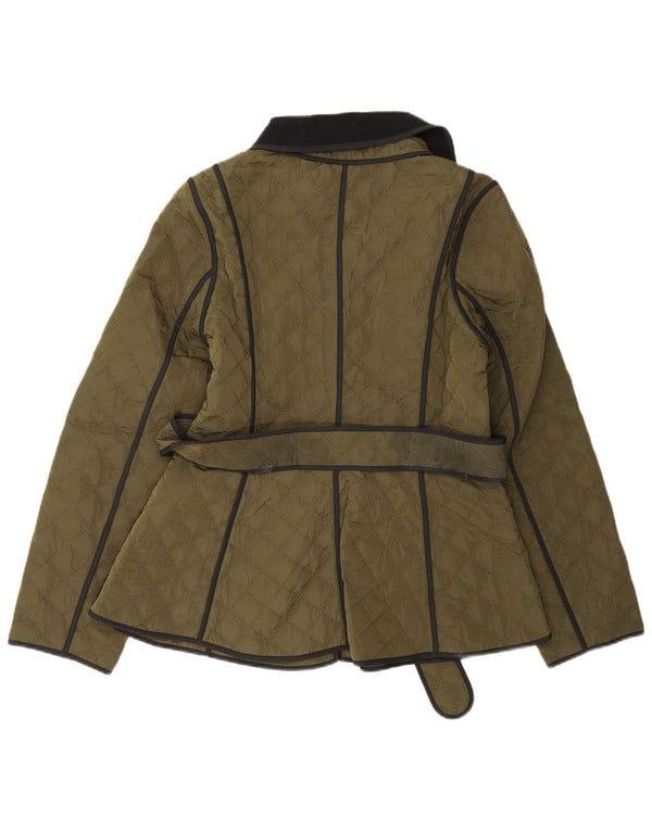 Karen Millen Womens Quilted Jacket UK 8 Small Green Polyester