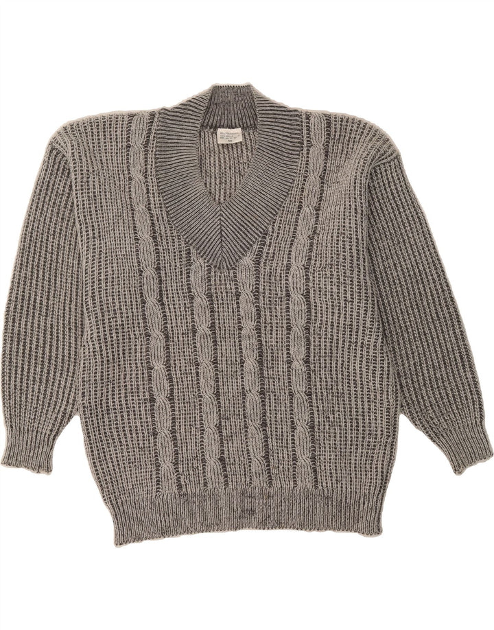 VINTAGE Mens V-Neck Jumper Sweater IT 56 2XL Grey Polyacrylic Vintage Vintage and Second-Hand Vintage from Messina Hembry 