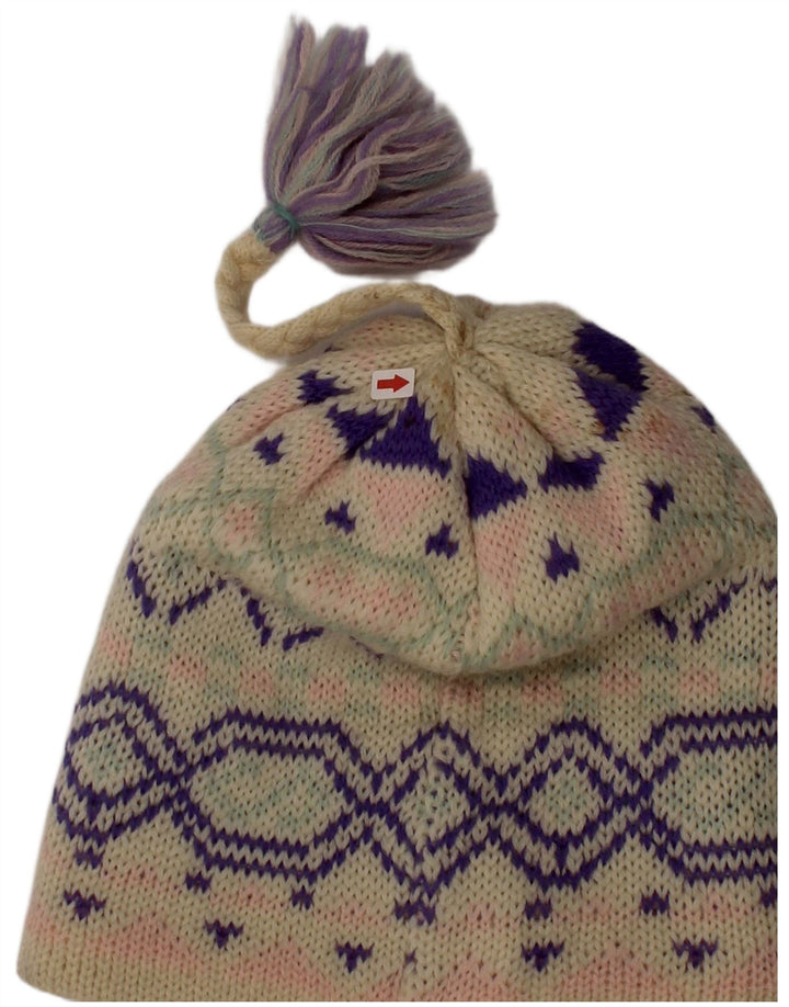 Винтажная женская шапка-бини одного размера из белой шерсти Fair Isle