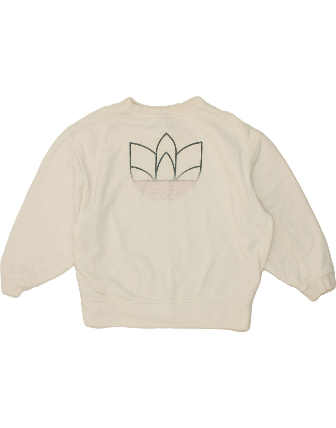 ADIDAS Womens Oversized Graphic Sweatshirt Jumper UK 8 Small  White Cotton Vintage Adidas and Second-Hand Adidas from Messina Hembry 