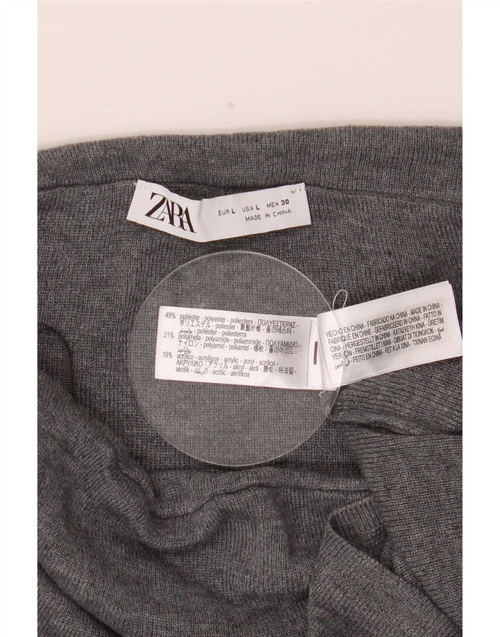 Женский джемпер с высоким воротником Zara UK 14, большой серый полиэстер