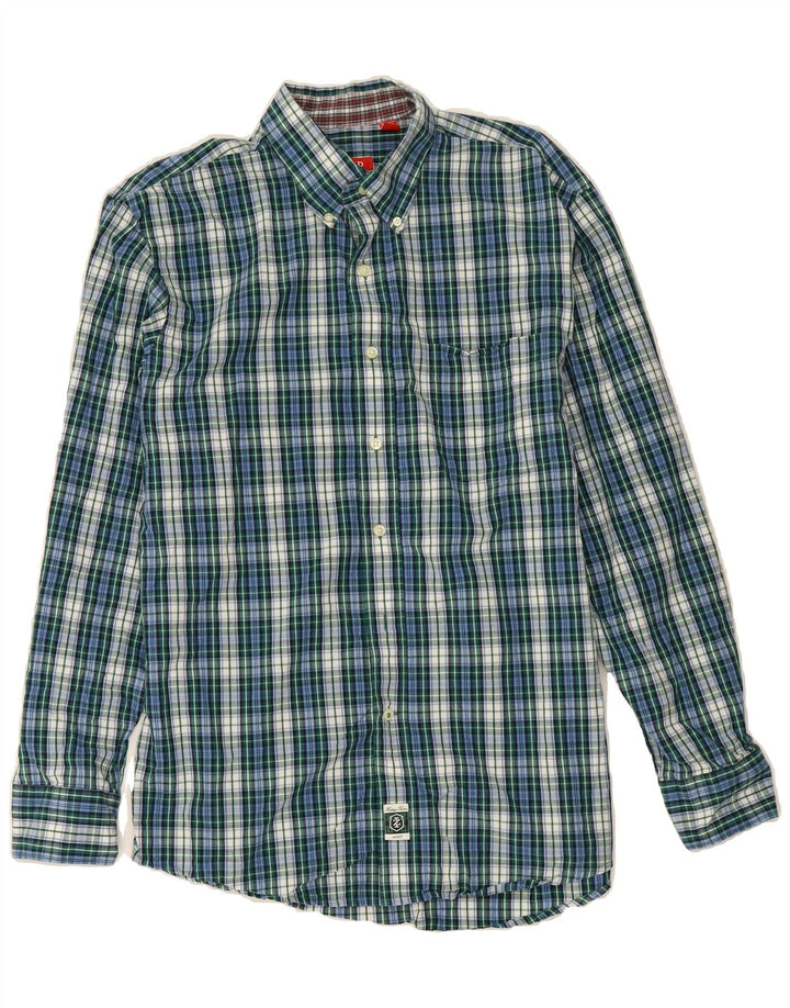 IZOD Mens Shirt Medium Blue Check Vintage Izod and Second-Hand Izod from Messina Hembry 