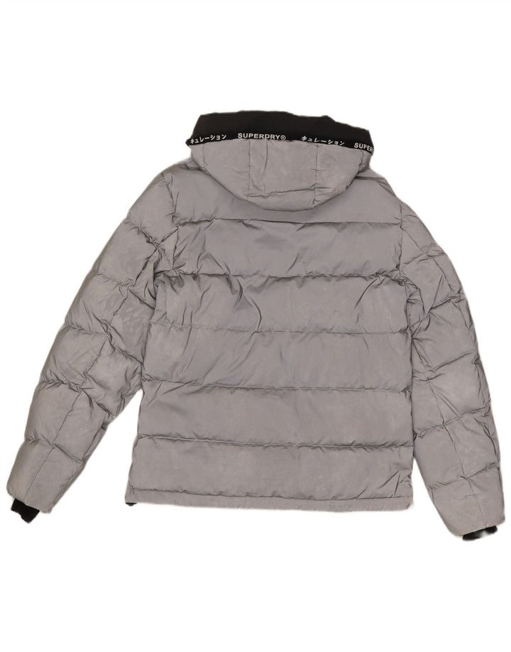 Мужская утепленная куртка с капюшоном Superdry UK 38, средний серебристый, цветной блок
