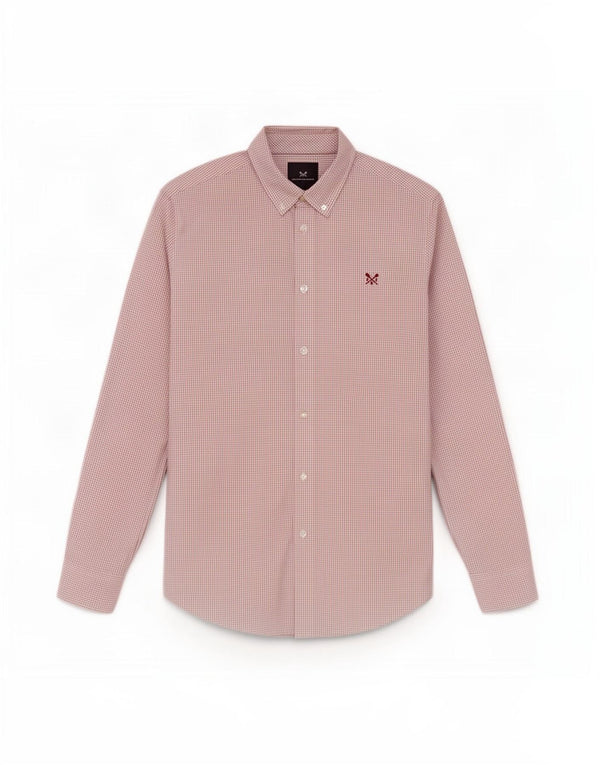 Crew Clothing Мужская приталенная рубашка из хлопка среднего красного цвета в клетку