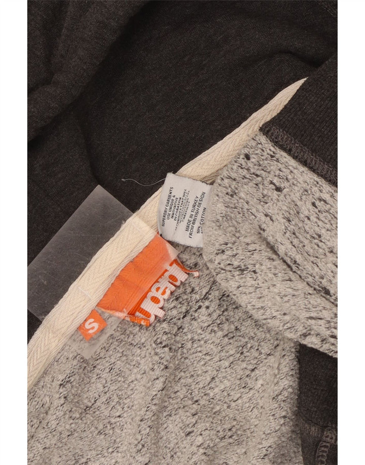 Мужской свитер с капюшоном на молнии Superdry, маленький серый, хлопковый