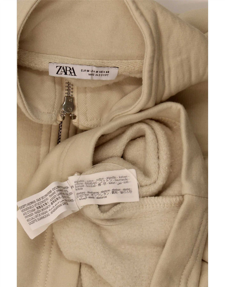 Мужской свитшот на молнии с рисунком Zara, джемпер среднего размера, бежевый, хлопковый