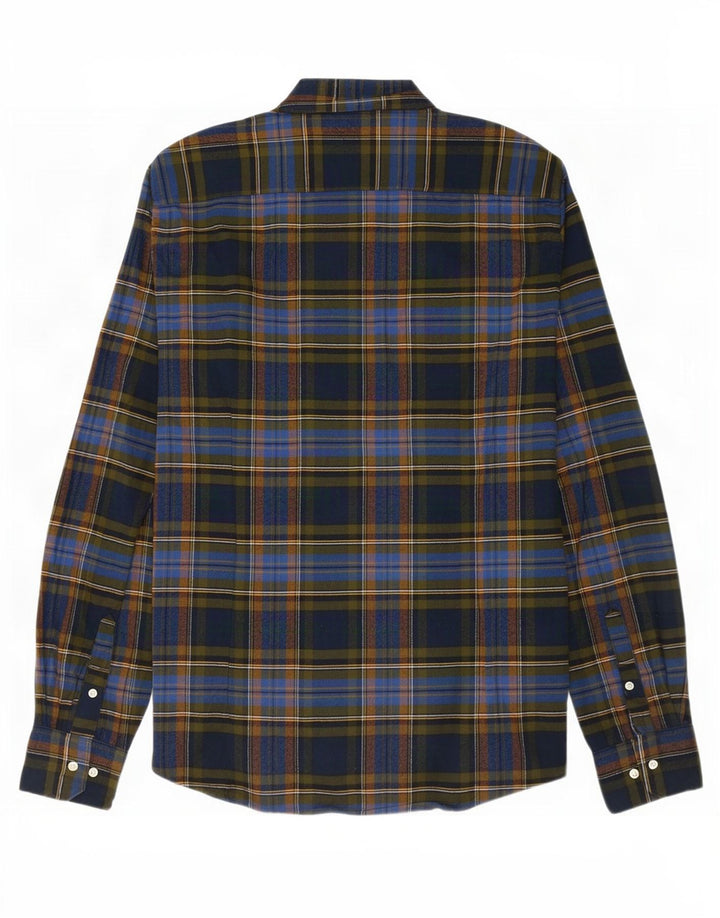 Мужская фланелевая рубашка Barbour среднего размера, темно-синяя клетка, хлопок