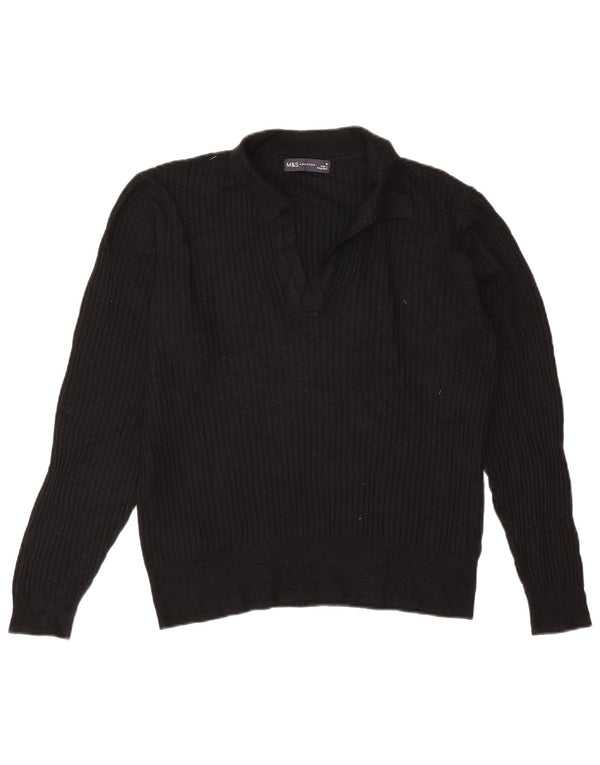 Женский джемпер с воротником поло Marks & Spencer UK 16, большой черный вискоза