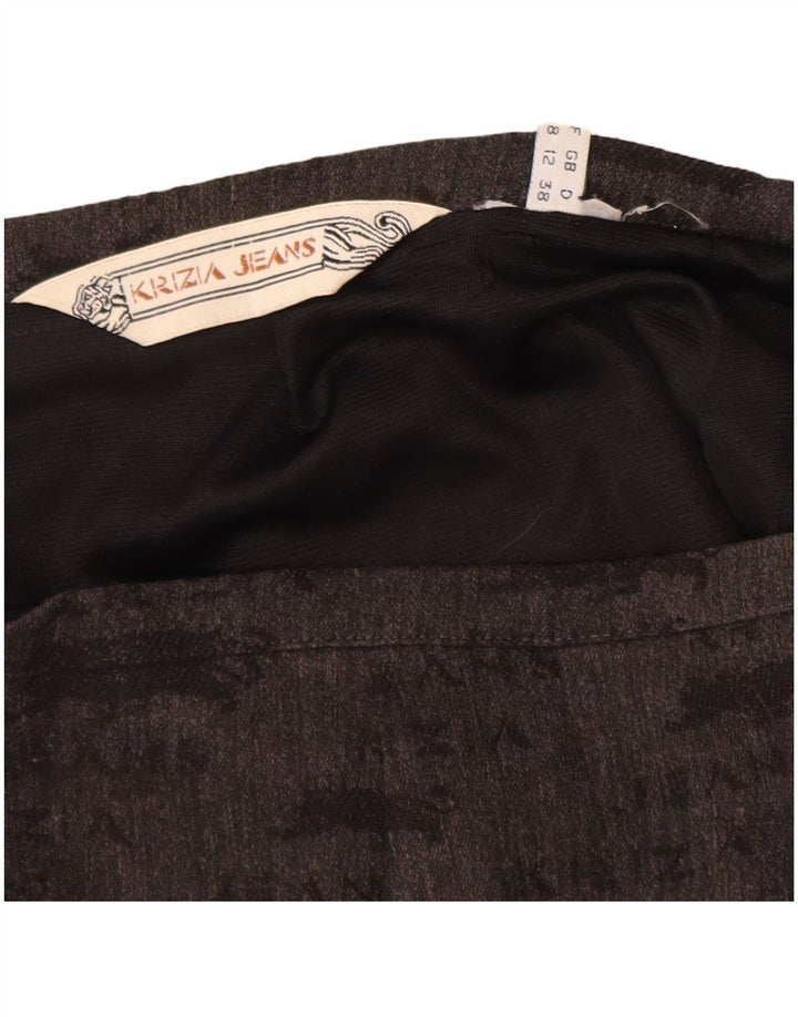 KRIZIA JEANS Женская юбка-карандаш с рисунком UK 12 Medium W28 Серая