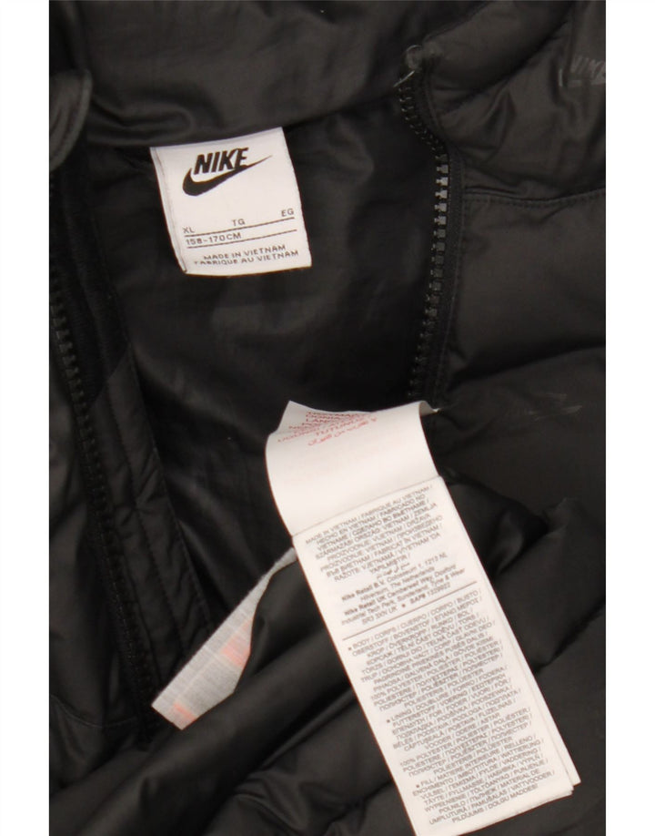 Утепленная куртка с капюшоном и графическим рисунком для мальчиков Nike, 13–14 лет, размер XL, черный полиэстер