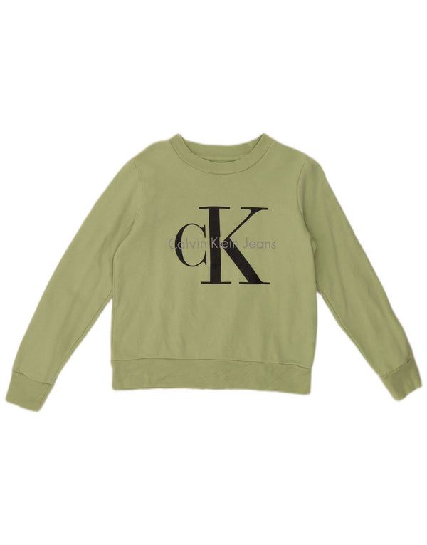 Женский свитер с рисунком Calvin Klein Jeans UK 6 XS, зеленый хлопок