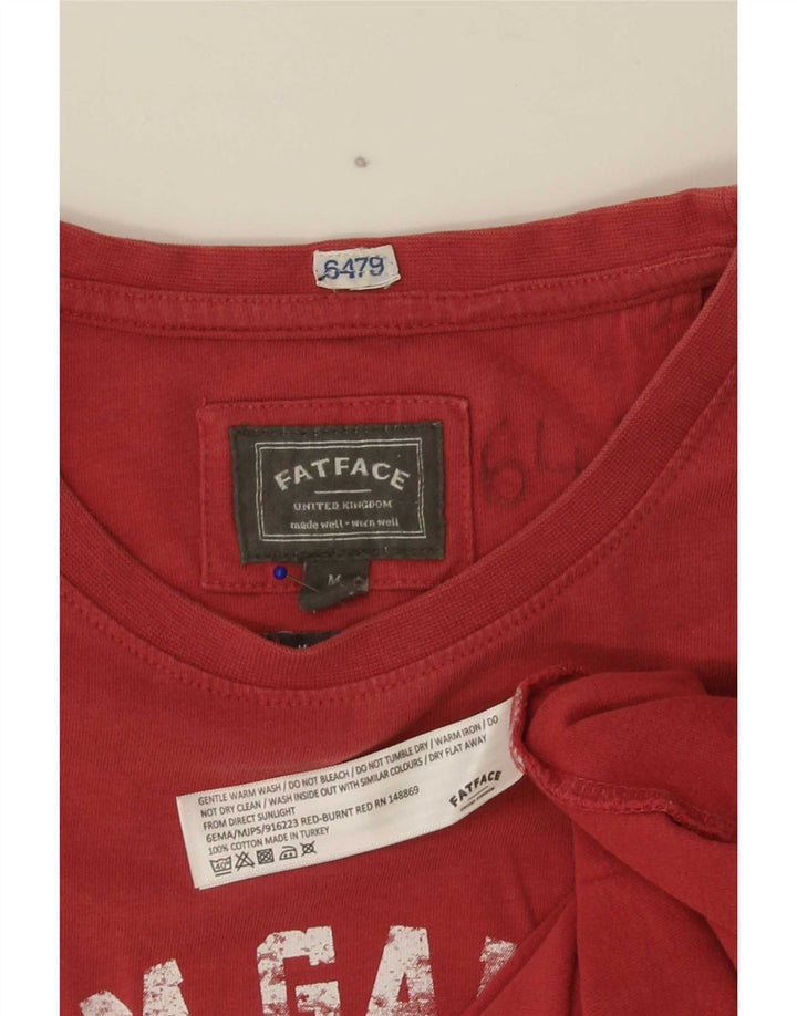 Мужская футболка с рисунком Fat Face из Великобритании, топ среднего красного цвета, хлопок