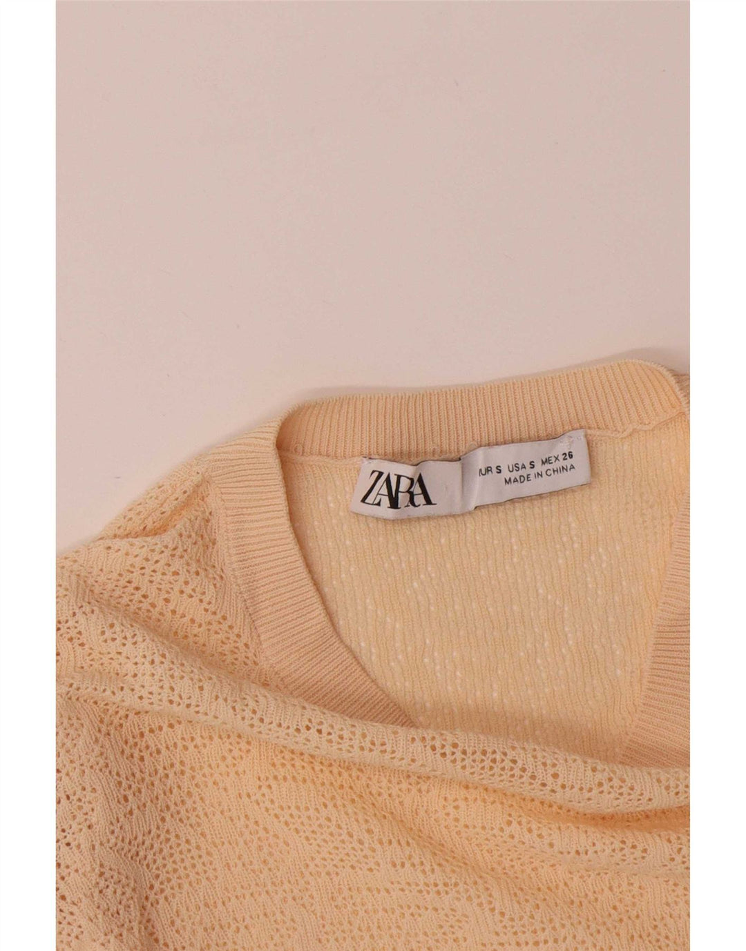Женский топ Zara с длинным рукавом UK 8, маленький бежевый