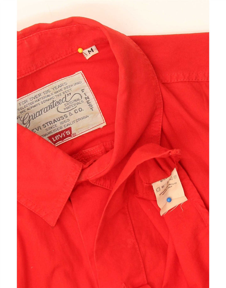 Мужская рубашка с коротким рукавом Levi's из хлопка среднего красного цвета