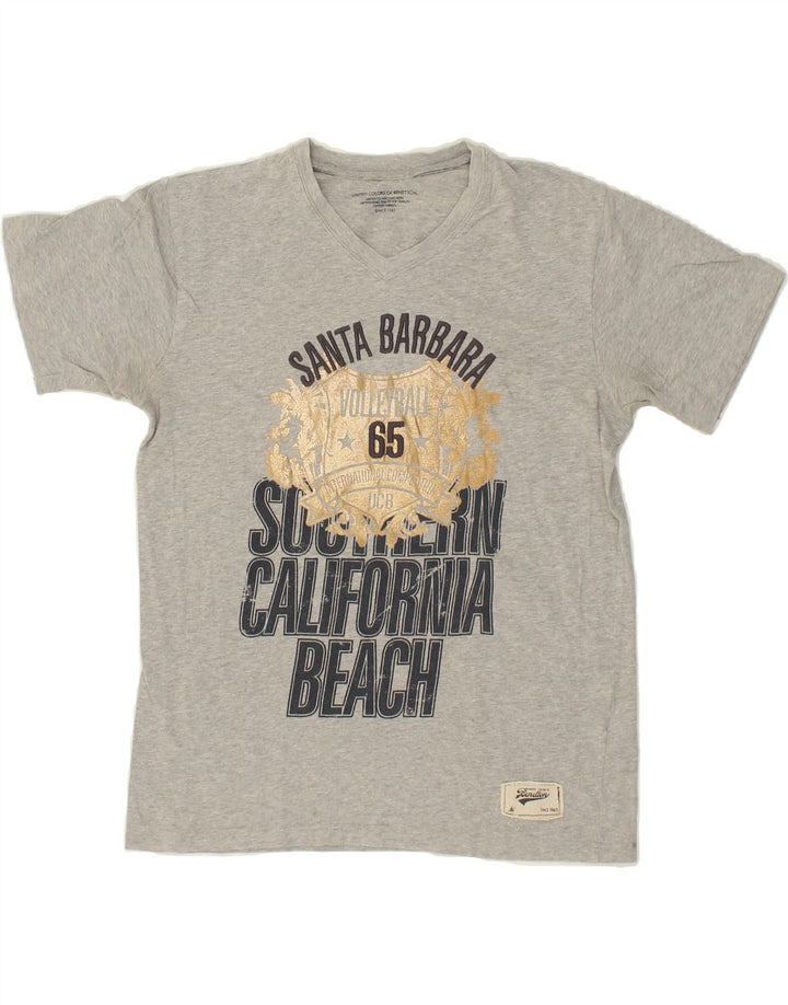 BENETTON Womens Graphic T-Shirt Top UK 12 Medium Grey Flecked Vintage Benetton and Second-Hand Benetton from Messina Hembry 