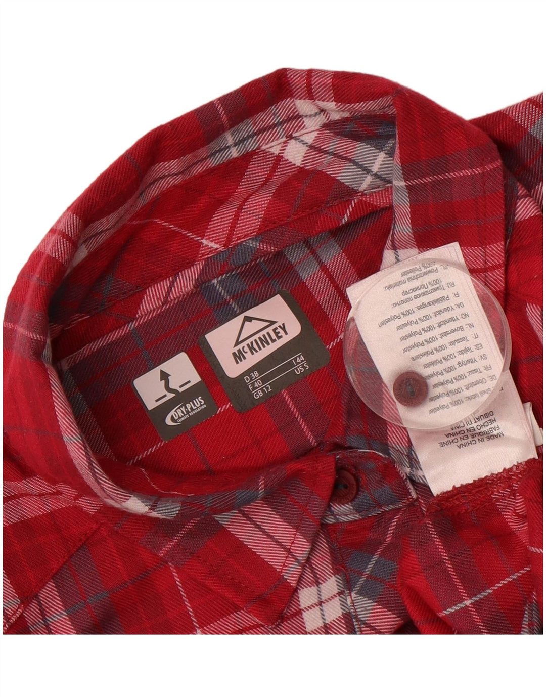 MC KINLEY Womens Flannel Shirt UK 12 Medium Red Check Polyester