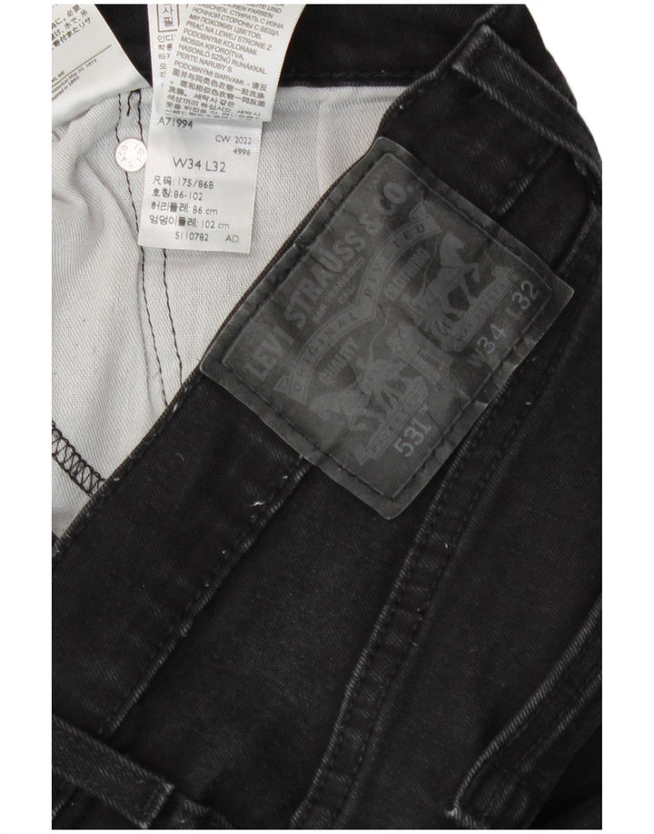 Мужские джинсы Levi's 531 Slim W34 L32, черный хлопок