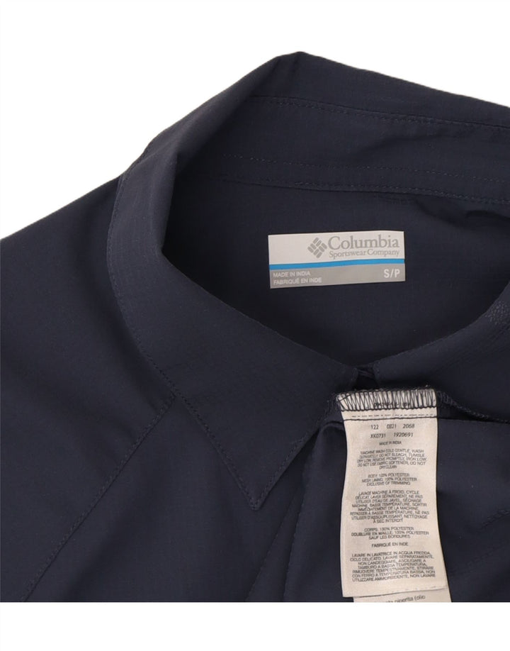COLUMBIA Womens Shirt UK 10 Small Navy Blue Polyester Vintage Columbia and Second-Hand Columbia from Messina Hembry 