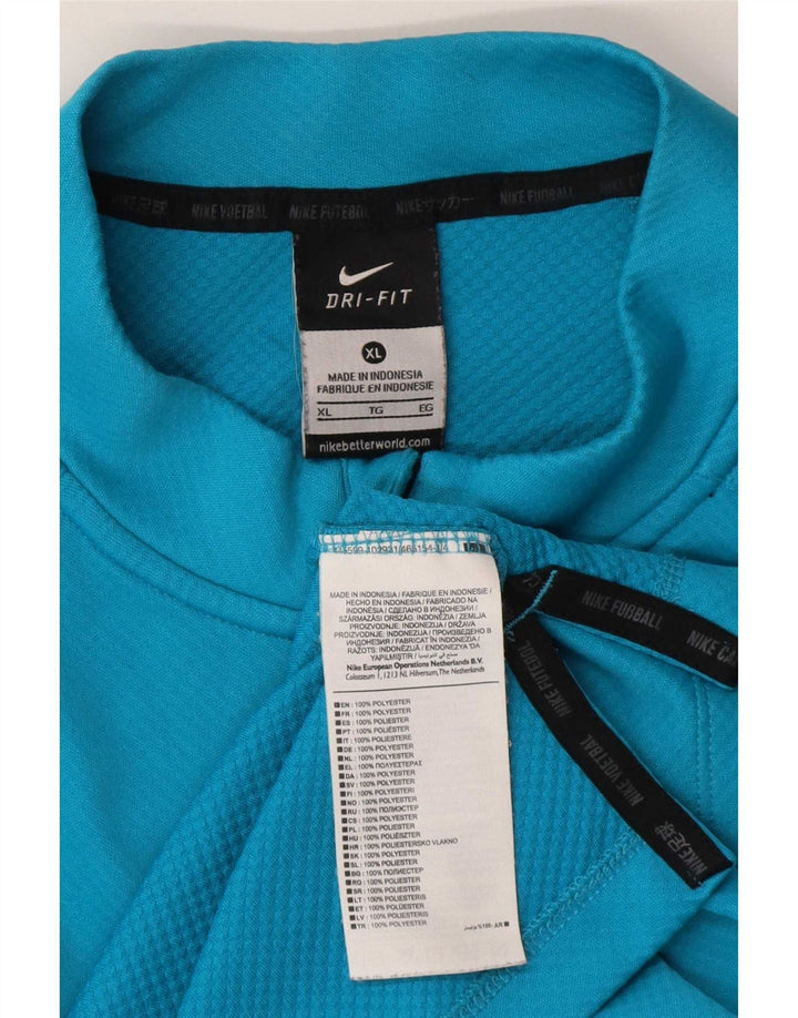 Мужской пуловер с воротником на молнии Nike Dri Fit, спортивный костюм, топ XL, синий с цветными блоками