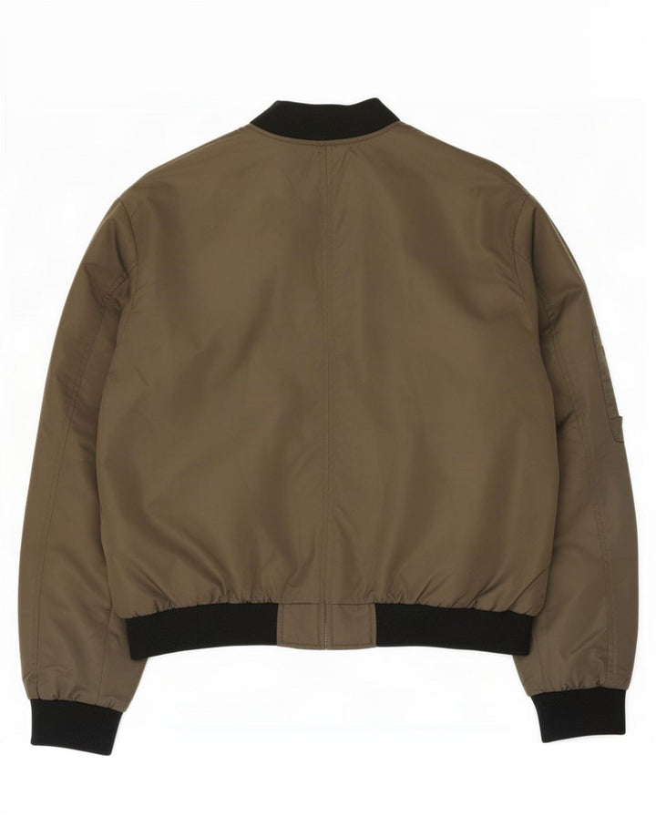 Женская куртка-бомбер оверсайз Zara UK 14, цвет хаки, цветной блок, средний цвет