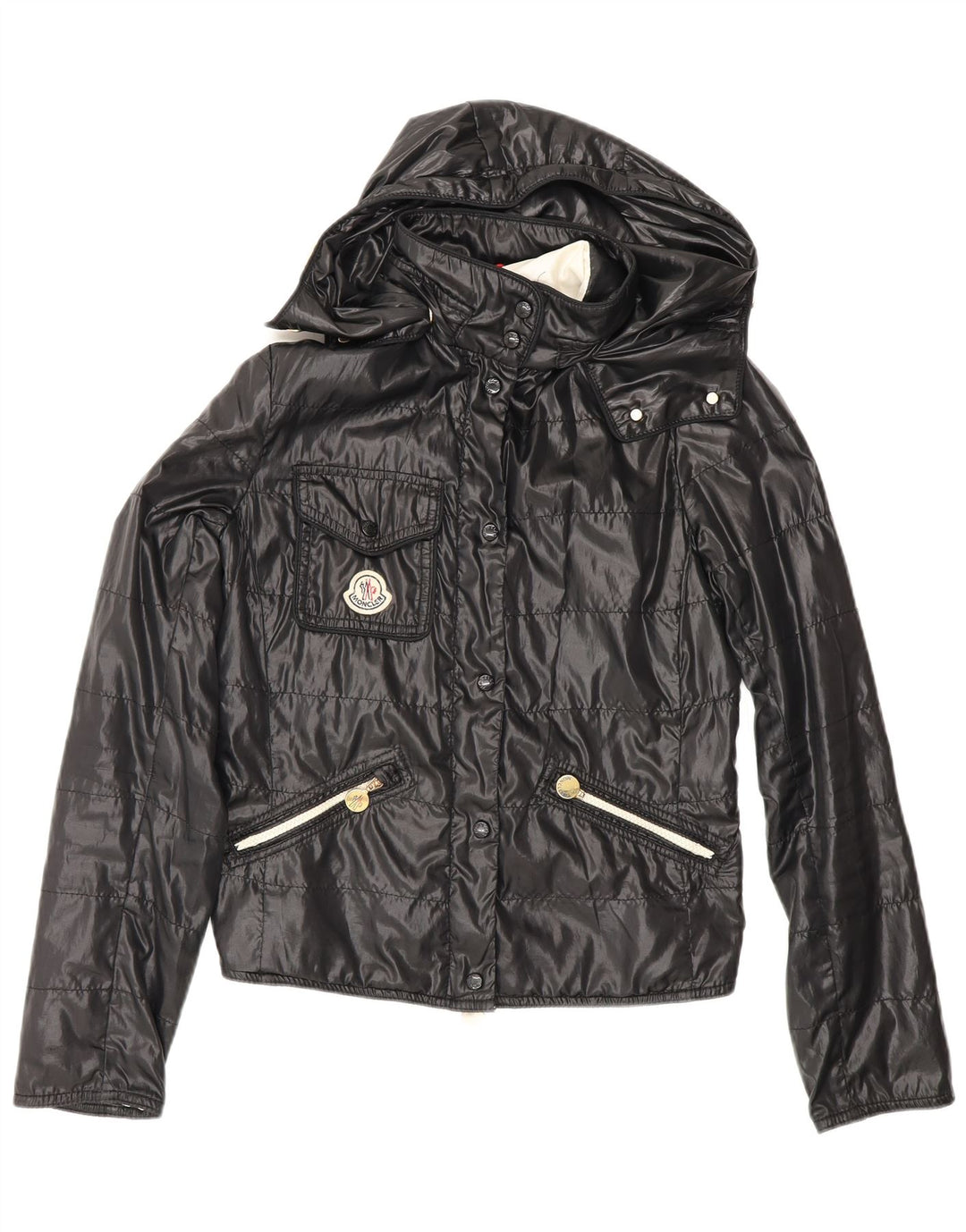 Moncler Женская ветровка с капюшоном, размер 1, маленькая черная