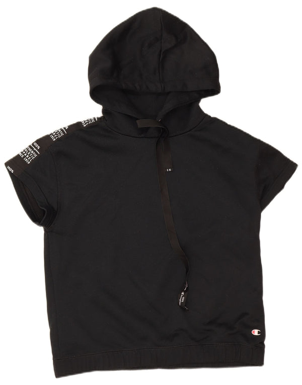 Женский джемпер с капюшоном с короткими рукавами и графикой Champion UK 16, большой черный цвет