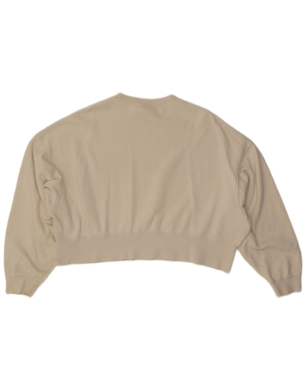 Женский укороченный свитшот оверсайз NIKE UK 10, маленький белый хлопковый джемпер