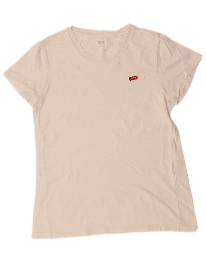 LEVI'S Womens Perfect Crew T-Shirt Top UK 10 Small White