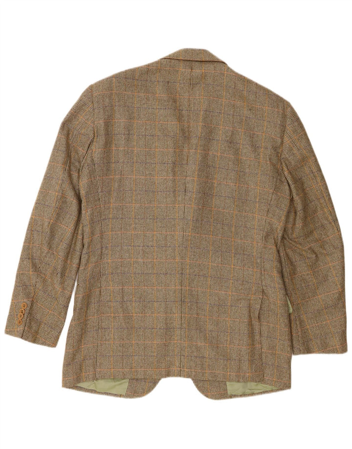 Мужской пиджак Abla на 2 пуговицах IT 50, большой зеленый, шерсть с узором «гусиные лапки»