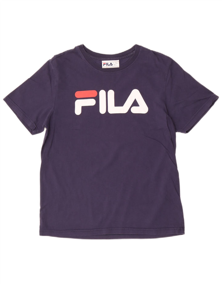 Мужская футболка с рисунком FILA, маленькая, темно-синяя, хлопковая