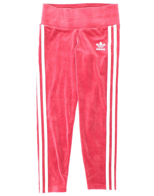 Бархатные леггинсы Adidas для девочек 7-8 лет, розовые из полиэстера
