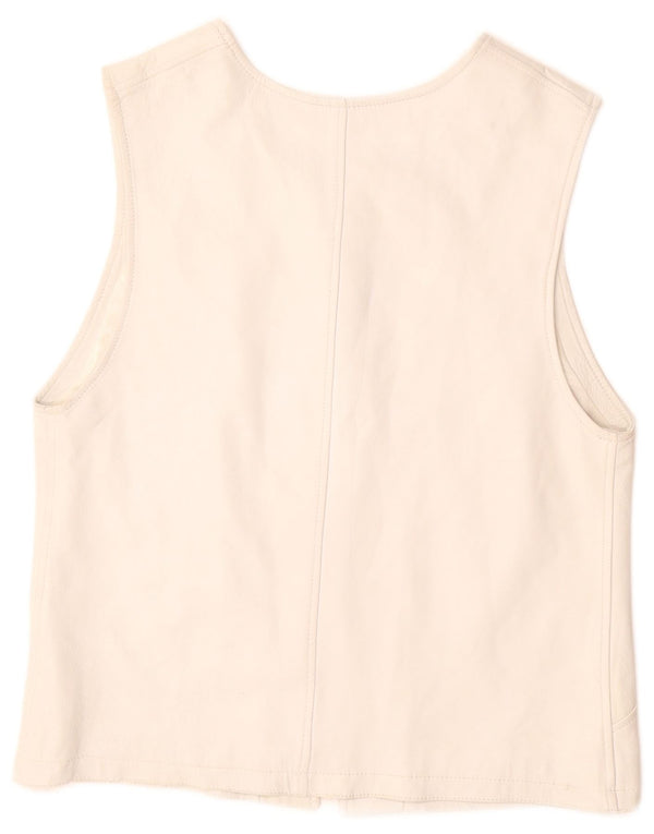 Женский кожаный жилет VINTAGE UK 12, средний белый