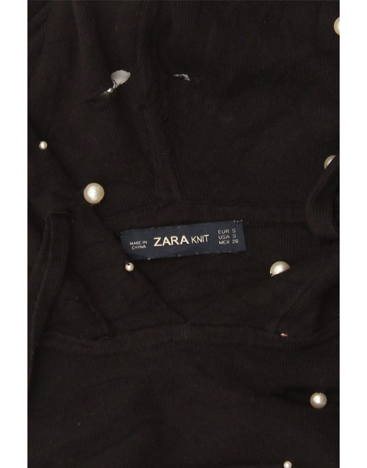 Женский свободный джемпер с капюшоном Zara UK 10, маленький черный