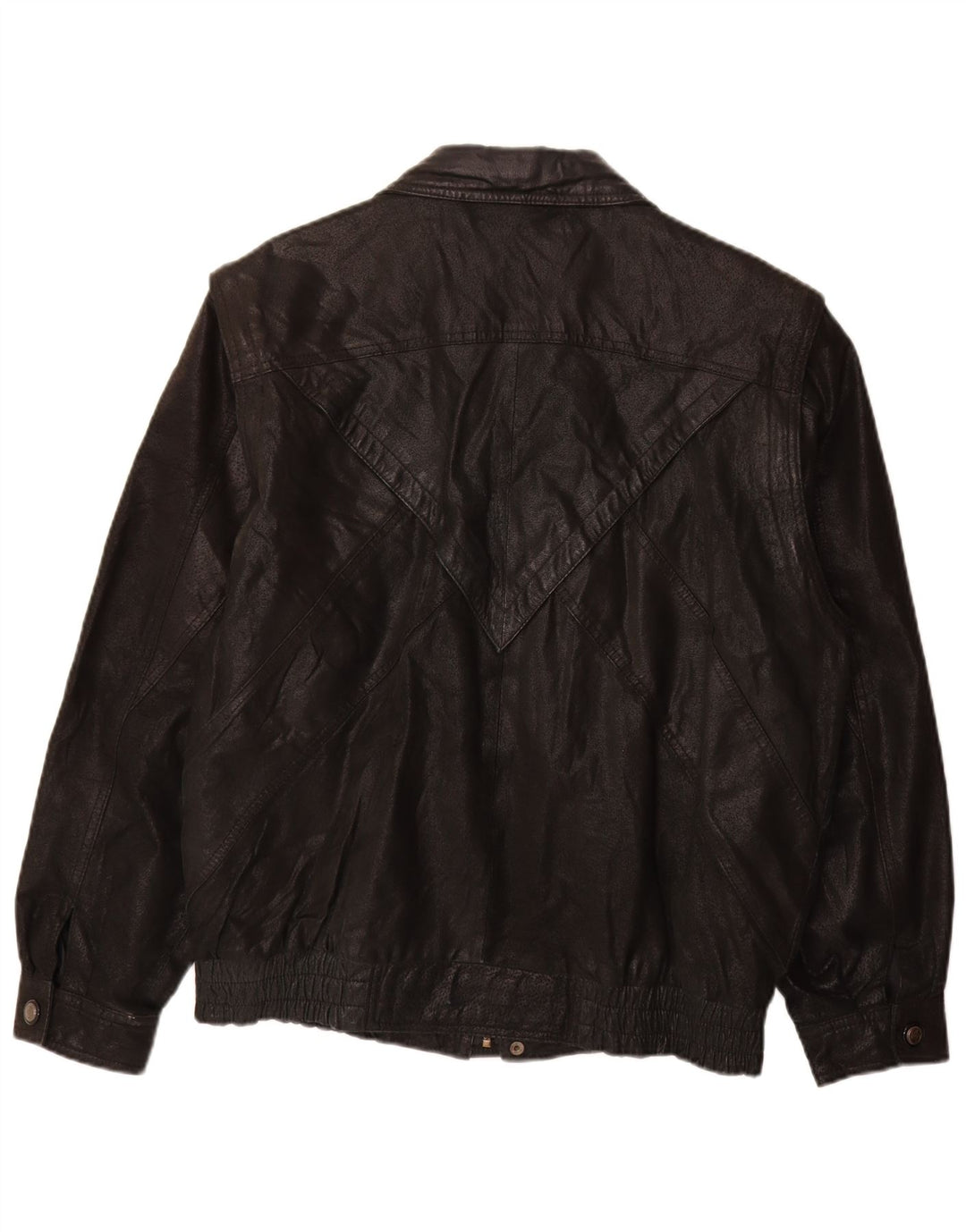 Мужская кожаная куртка VINTAGE UK 40, большая черная кожа с цветными блоками