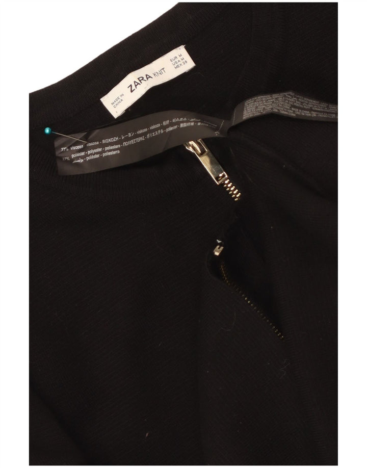 Женский укороченный кардиган Zara UK 12, средний черный вискоза