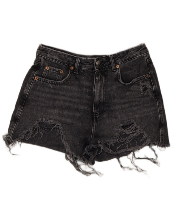 Topshop Женские джинсовые шорты с эффектом потертости UK 10 Small W28 Серые