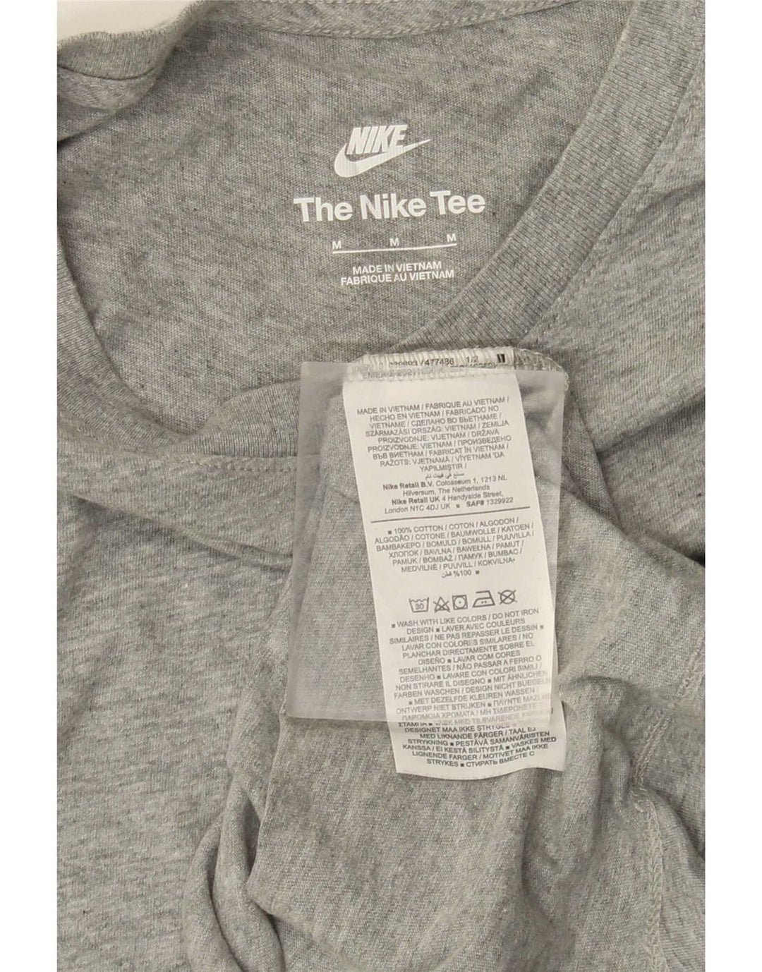 Мужская футболка NIKE из хлопка среднего серого цвета