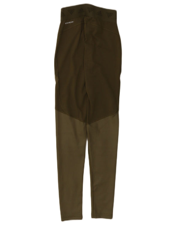 Adidas Womens Aeroready Graphic Leggings UK 4/6 XS Khaki Colourblock