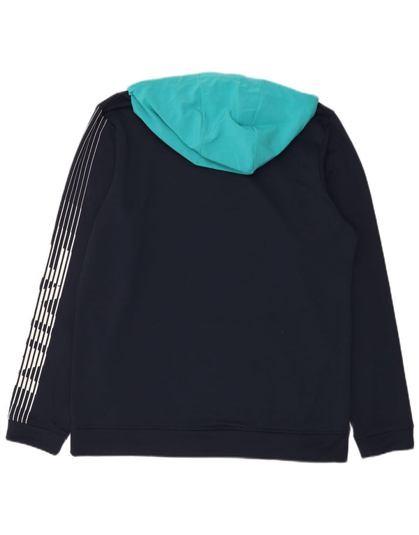 Мужской джемпер с капюшоном с графическим рисунком Nike Dri Fit, средний темно-синий, цветной блок