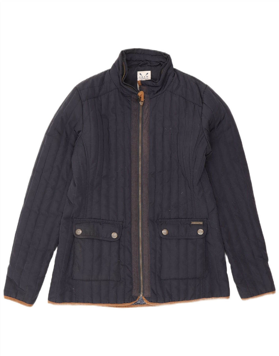 Crew Clothing Женская стеганая куртка UK 10, маленький темно-синий полиэстер
