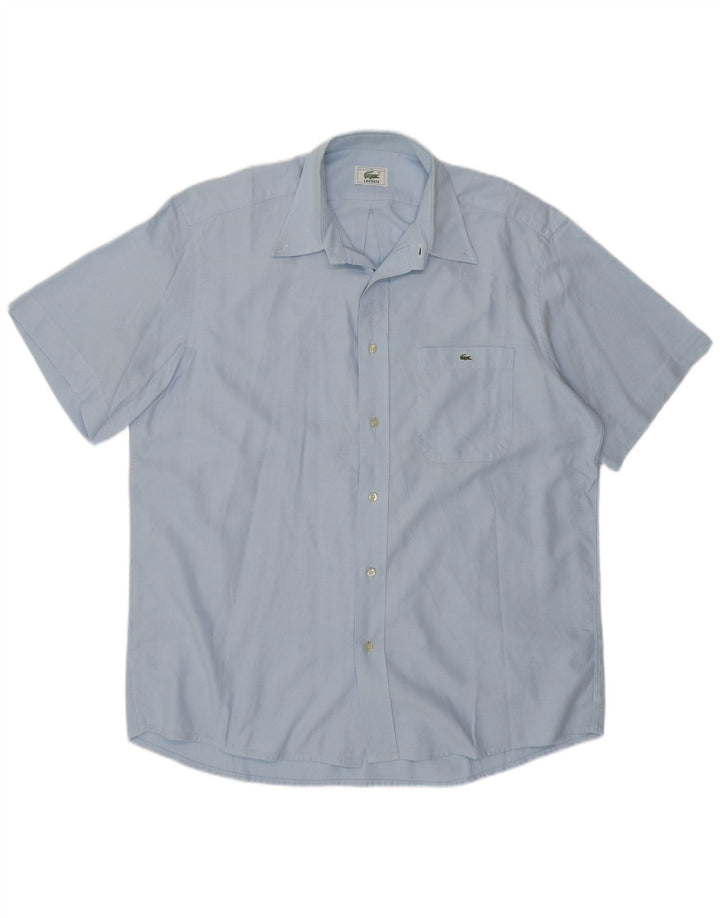 Мужская рубашка с коротким рукавом Lacoste, размер 41, большая синяя, хлопок