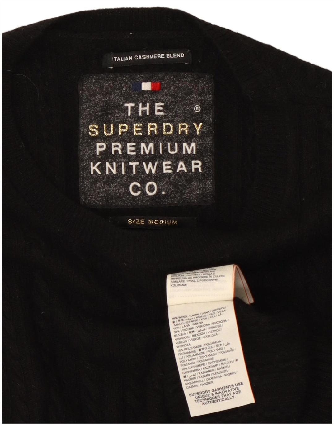 Женский джемпер с круглым вырезом SUPERDRY UK 12, средний черный, шерсть