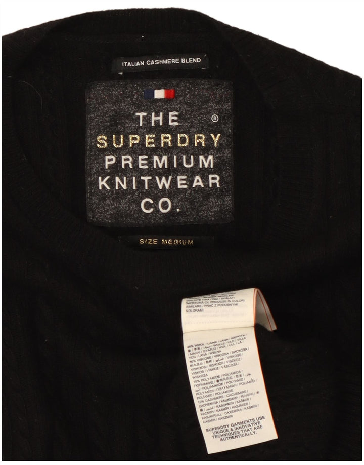 Женский джемпер с круглым вырезом SUPERDRY UK 12, средний черный, шерсть