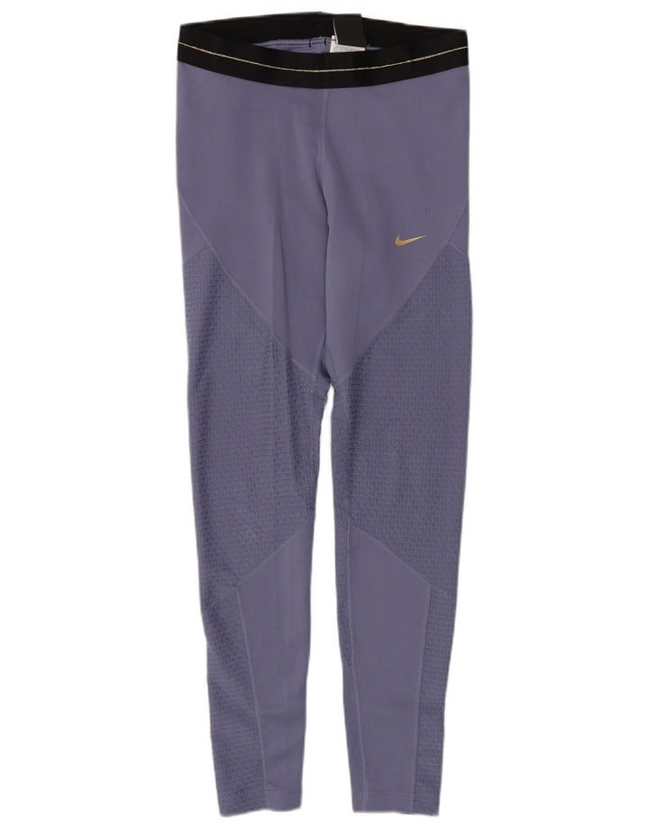 NIKE Womens Dri Fit Leggings UK 12 Medium  Purple Polyester