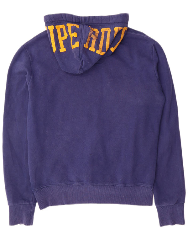 SUPERDRY Мужской джемпер с капюшоном с рисунком, большой синий, хлопок