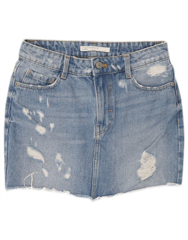 Женская джинсовая мини-юбка Zara XS W24 синяя