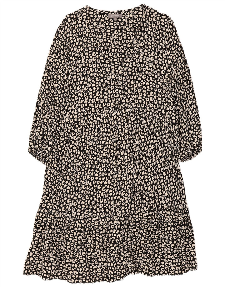 ПРИНЦИПЫ Женское многоярусное платье с рукавами 3/4, Великобритания 16, большое черное животное с принтом